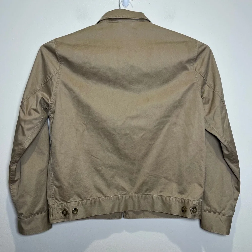 J.Crew Harrington Jacket Men L Tan Full Zip Plaid Lined Cotton Twill Utility EUC